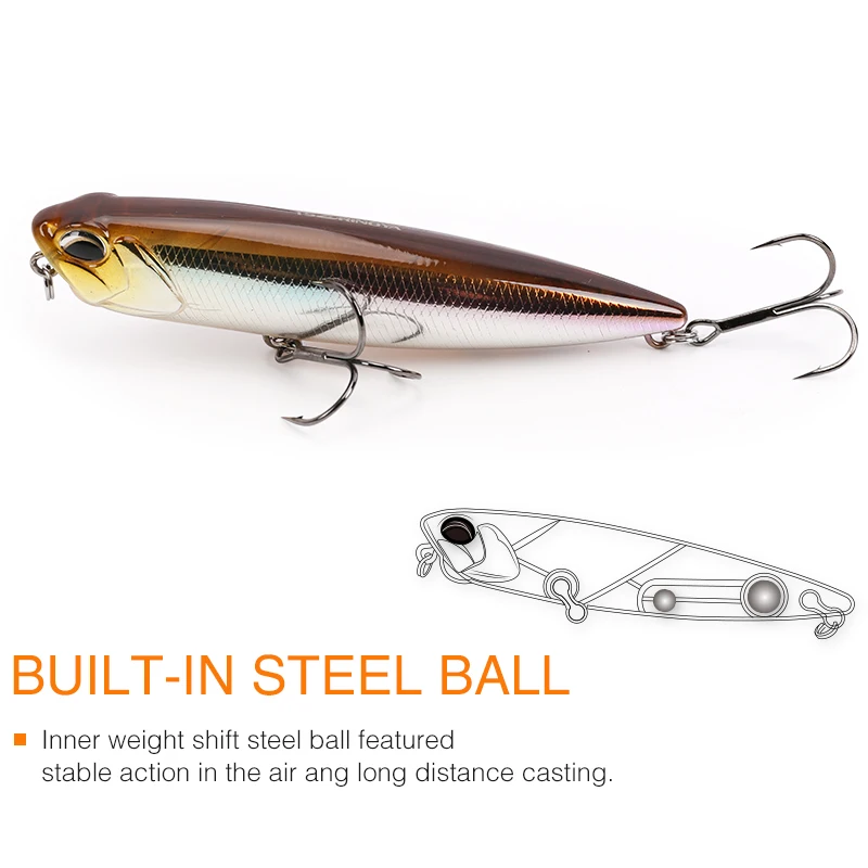 TSURINOYA 85F Topwater-señuelo de pesca con lápiz flotante, 85mm, 10,5g, DW59, Lucio, lubina, cebos duros de fundición larga en forma de Z, Jerkbait Wobbler - imagen 4