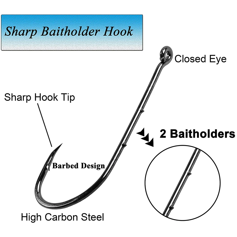 Kit de anzuelos de pesca, anzuelos circulares de pulpo, anzuelos de Baitholder, Bobbers, hundidor de tiro dividido, para trucha y lubina, 228 Uds. - imagen 5