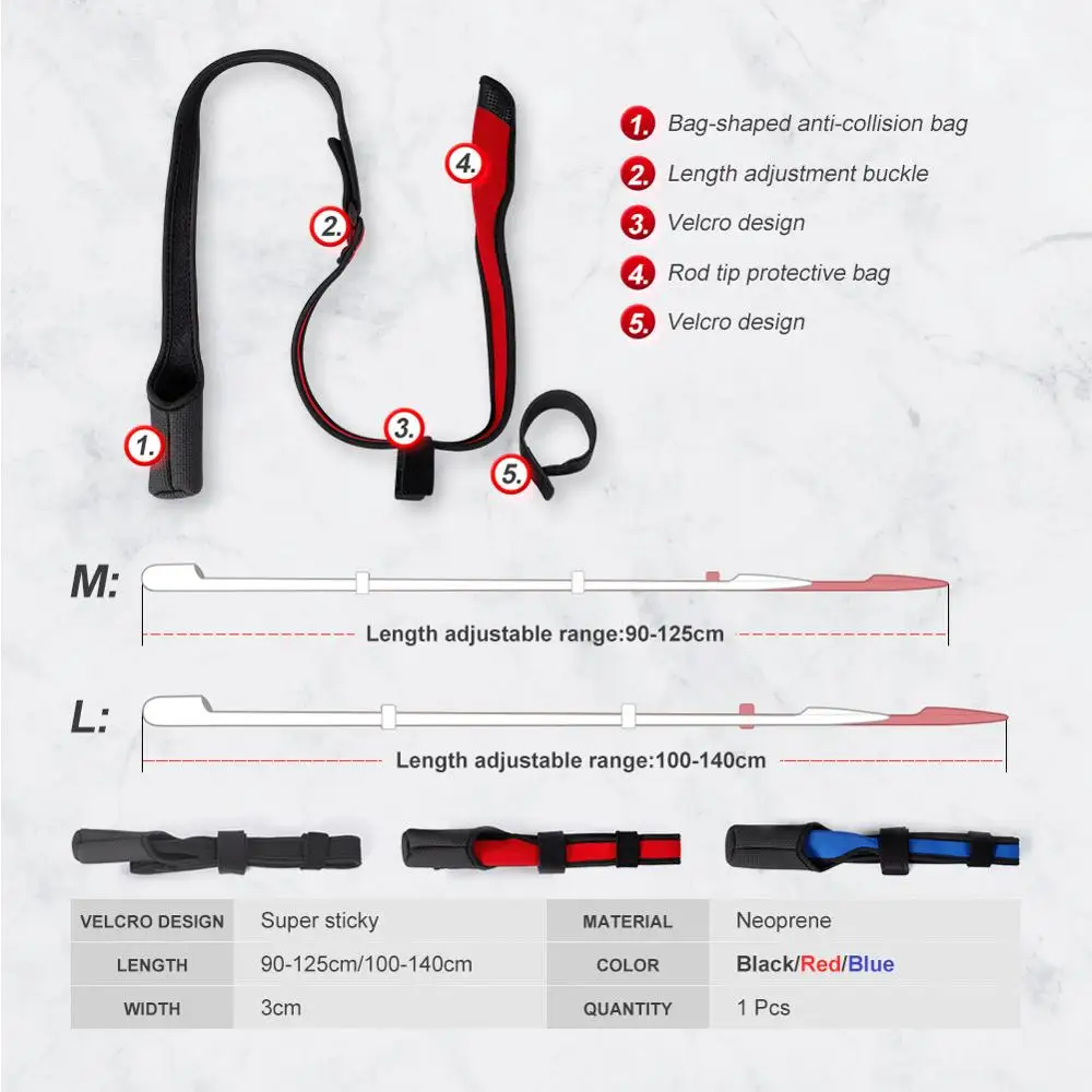 Noeby funda protectora para caña de pescar, soporte para caña de fundición giratoria, longitud ajustable, correa de cuerda, aparejos, almacenamiento de poste, aparejos de pesca - imagen 2