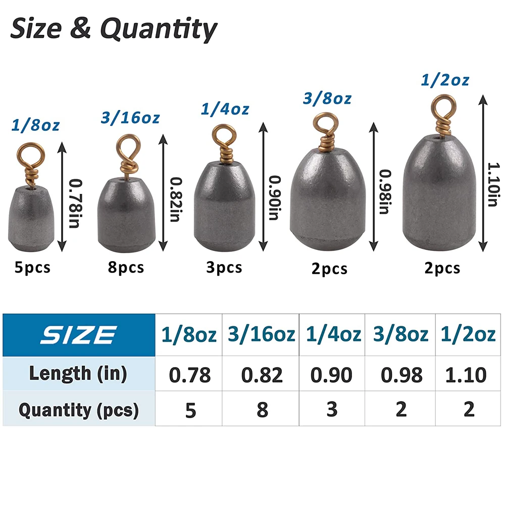 Pesas de pesca de 20 piezas, Kit de pesas de tiro de hierro para lubina, pesas de campana, equipo de pesca de agua salada - imagen 2
