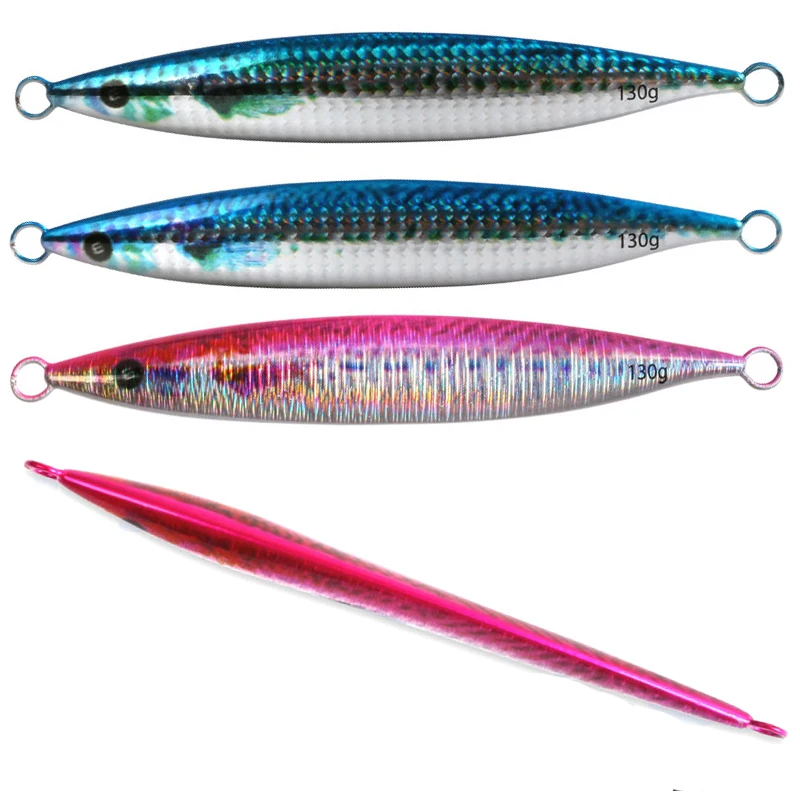 OBSESSION-señuelo de Pesca plano, anzuelos de hundimiento lento con anzuelos luminosos de asistencia doble, aparejos de Pesca en agua salada, mar profundo, Isca, 130g, 160g - imagen 2