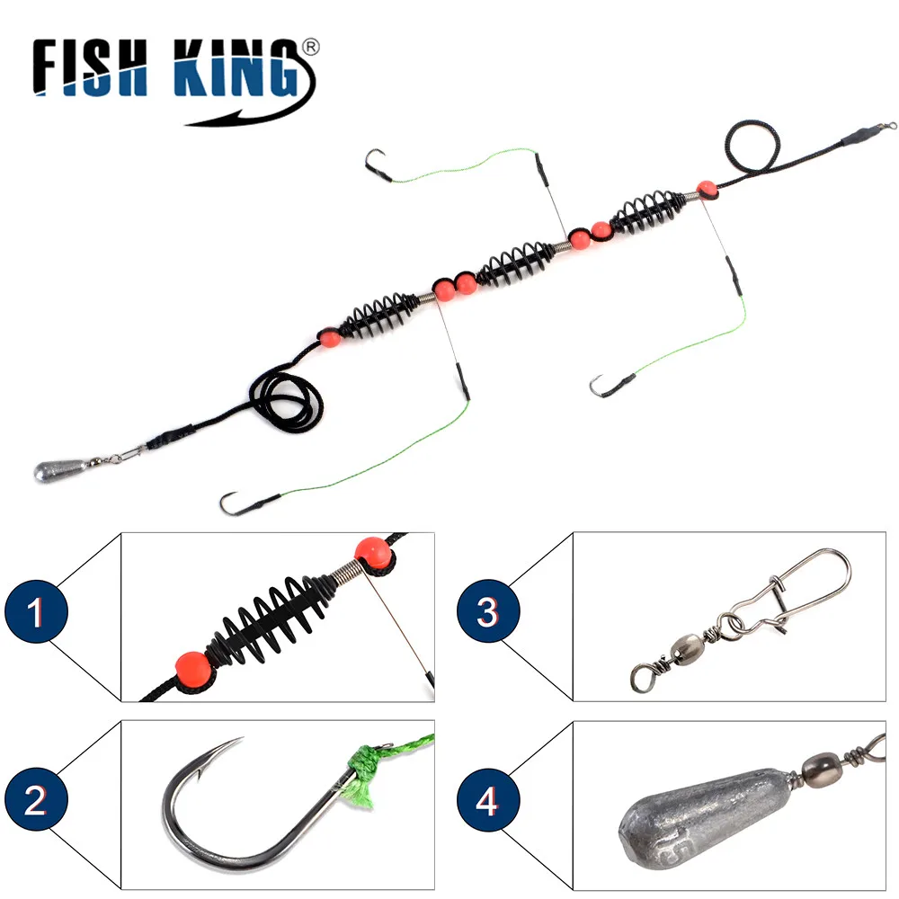 FISH KING-jaula de cebo de acero de alto carbono, anzuelo de púas, peso 15-35g, anzuelos triples de Length-60cm, herramientas de pesca artificiales - imagen 4