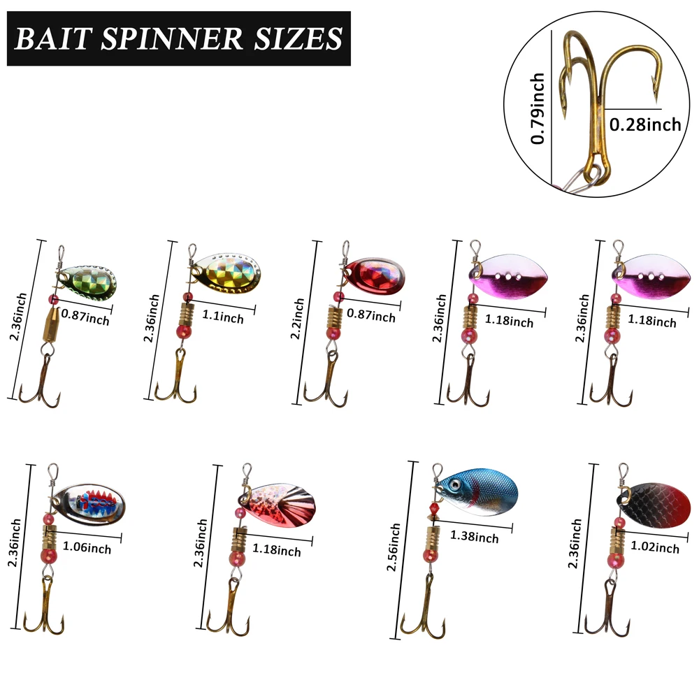 Señuelo de pesca de Metal, anzuelo giratorio, trucha, Lucio, aparejos de pesca, Wobblers, cebo duro Artificial, 30 unids/caja - imagen 4