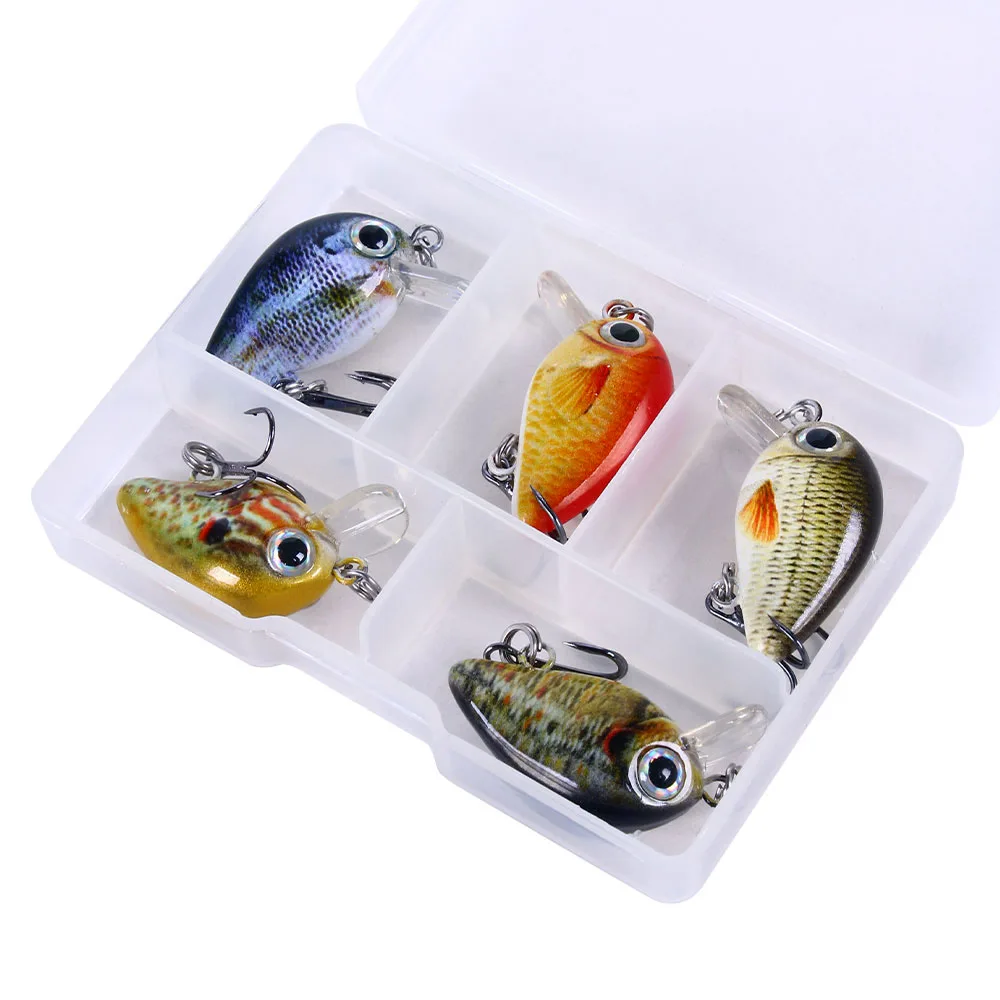 HENGJIA 5 uds 1,5g-2g 3cm Mini Crankbait Kit Wobblers artificiales cebo duro lubina trucha señuelo de pesca aparejos pesca peche truite - imagen 5