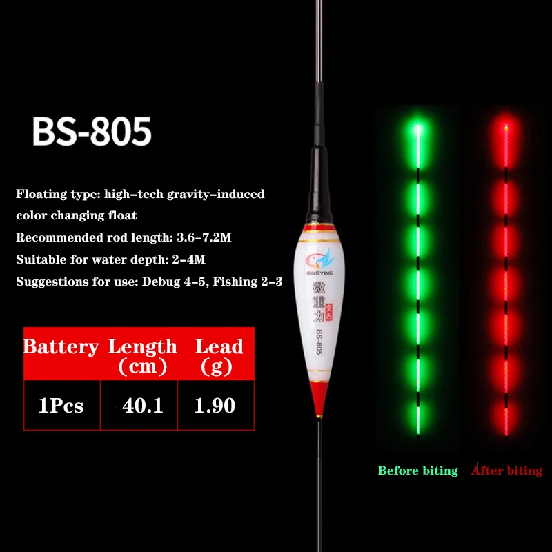 Flotador de pesca con Sensor de gravedad, luz nocturna luminosa, recordatorio automático, flotador sin batería - imagen 5