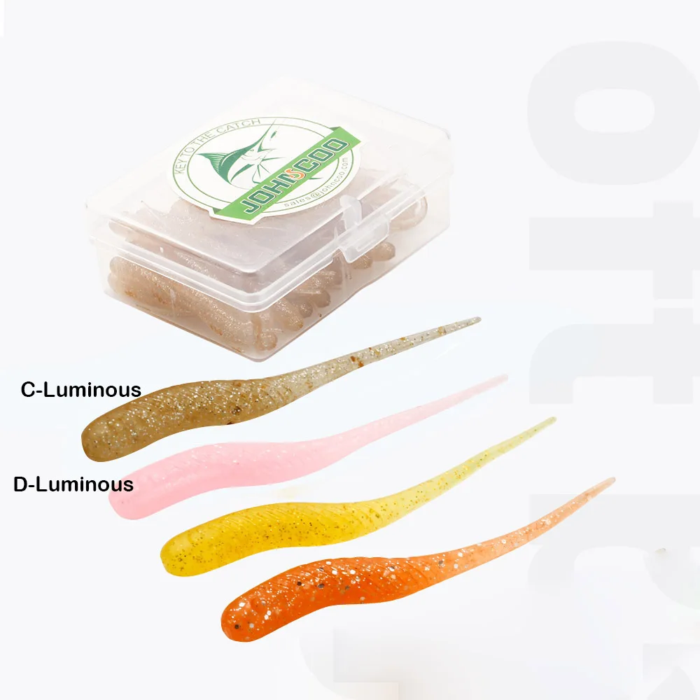 JOHNCOO 50 Uds señuelo de pesca pez roca cebo suave 40mm 0,34g silicona lubina Rockfish Swimbait Jig señuelo cebos de plástico gusano - imagen 5