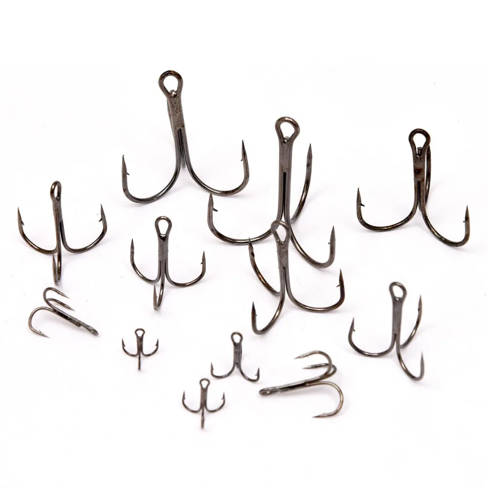 Anzuelos triples de tamaño múltiple, anzuelos de pesca para señuelos de tamaño 12, 10, 8, 6, 4, 2, 1, 100, 1/0, 2/0, 3/0, 4/0, Color negro, 5/0 piezas, YG0001 - imagen 5