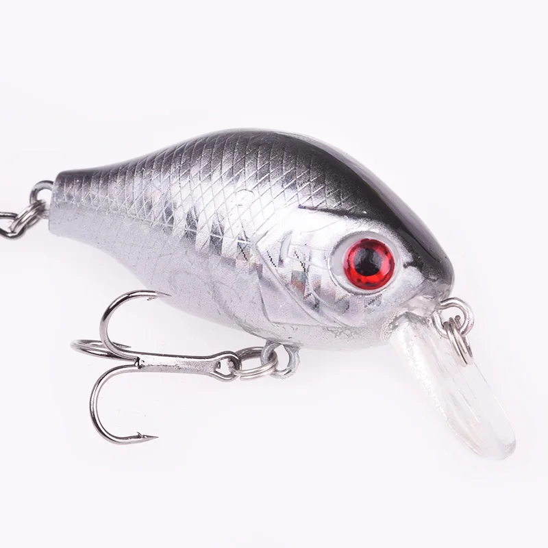 Señuelos de Pesca de manivela, 55mm, 8,2g, ojos 3D, cebo duro, anzuelos triples, Crankbait flotante, Wobblers artificiales, aparejos de pesca, 1 ud.