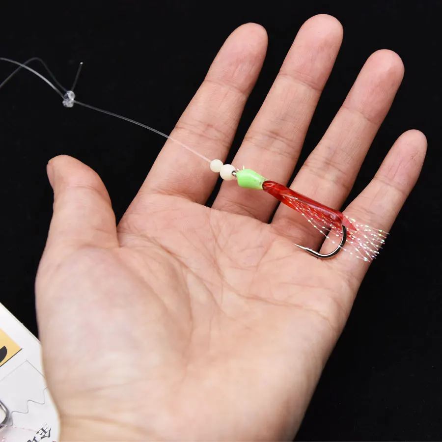 Anzuelo sabiki grande de 9 ganchos, conjunto de anzuelos de cuerda de pesca en el mar, aparejo Vertical, menhaden, ribbonfish o mullete, caballa con madeja, 1 bolsa - imagen 5