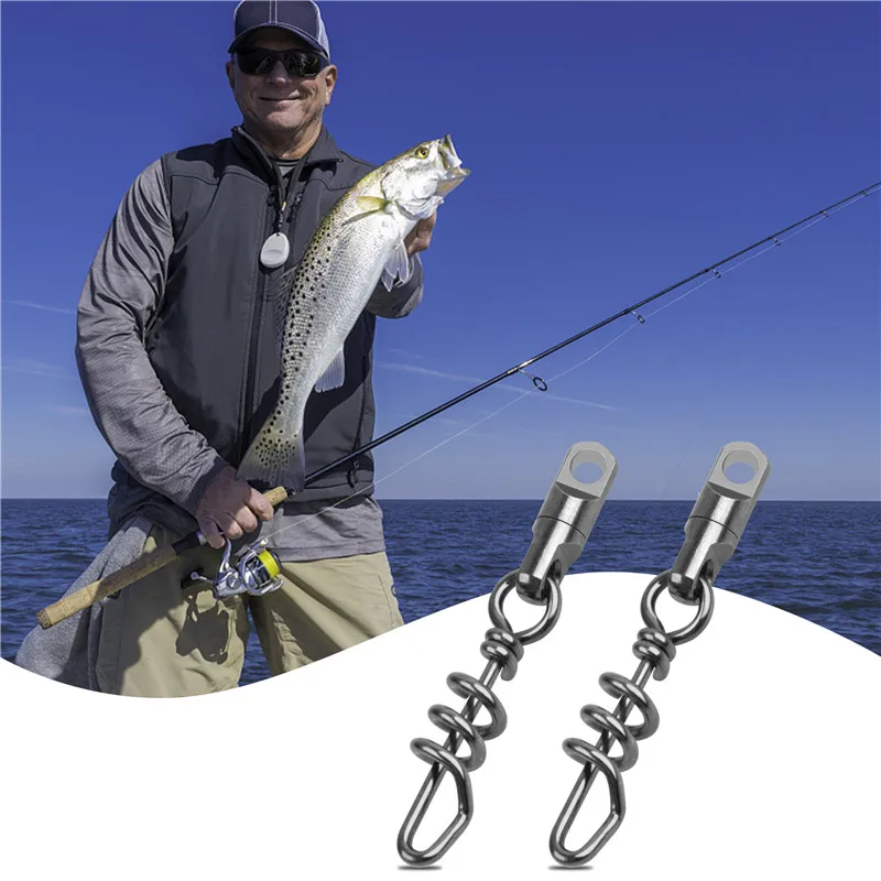 Aparejos de pesca de latón resistente, juego grande de eslabones rápidos, sacacorchos, broches, Conector de plantilla, aparejos de pesca, 20 unids/lote - imagen 5