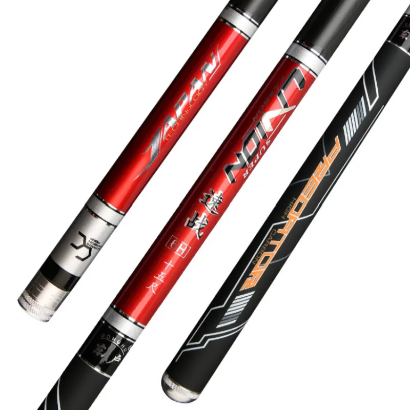 Caña de pescar telescópica de fibra de carbono para Tilapia, 2,7 m-6,3 m, 6H, 8H, superdura, para competición, negra, para carpa - imagen 3