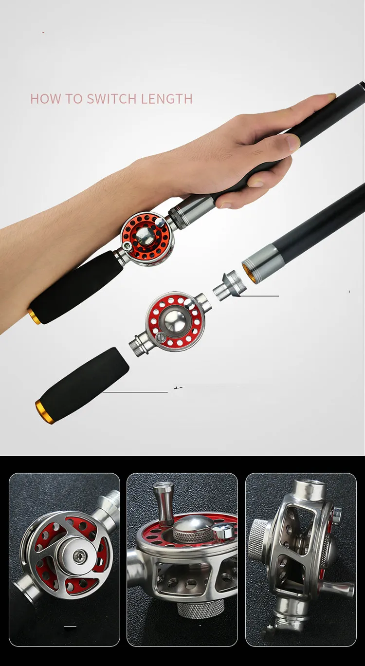 Cambie fácilmente la longitud de su caña de pescar para experiencias versátiles de pesca