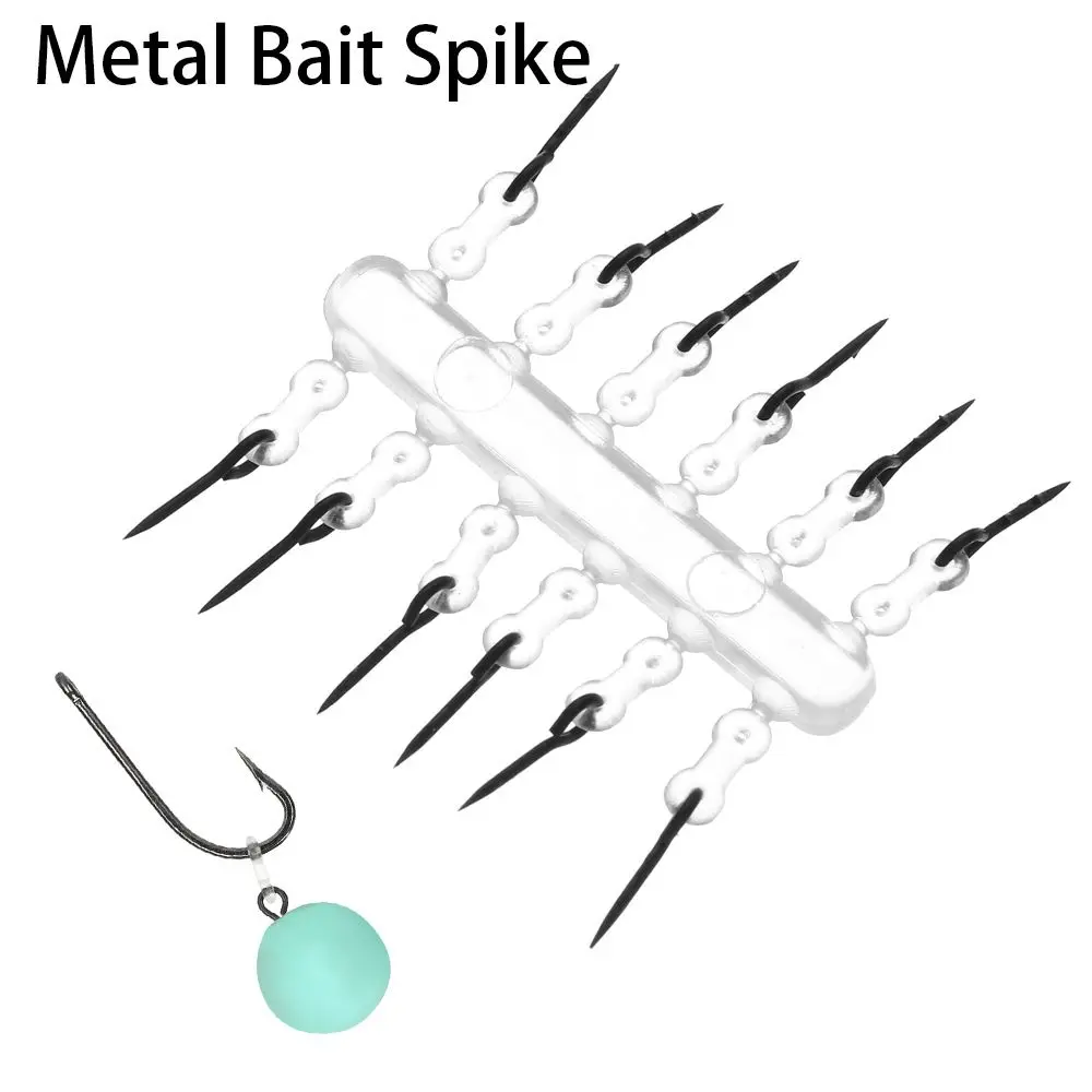 Cebo de Metal con punta para carpa, aparejo de pesca de goma transparente, 10pins/tarjeta