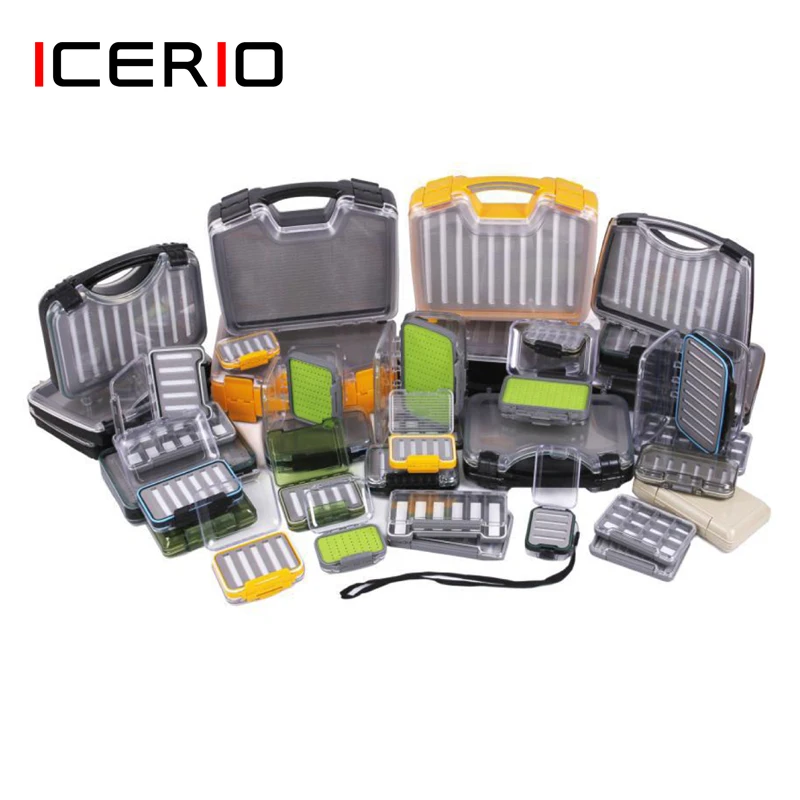 ICERIO-caja de aparejos de pesca con mosca, resistente al agua, doble cara, cebo, señuelo, moscas, ninfa, cajas de almacenamiento, accesorios de pesca con mosca de carpa