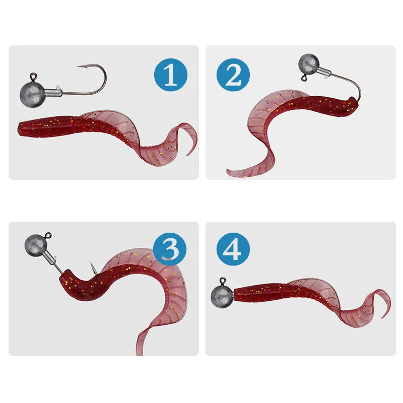 Kit de señuelos de cebo blando para pesca, señuelos artificiales, 20 piezas, Combo larva, anzuelo con cabeza de anzuelo, gusano giratorio - imagen 2