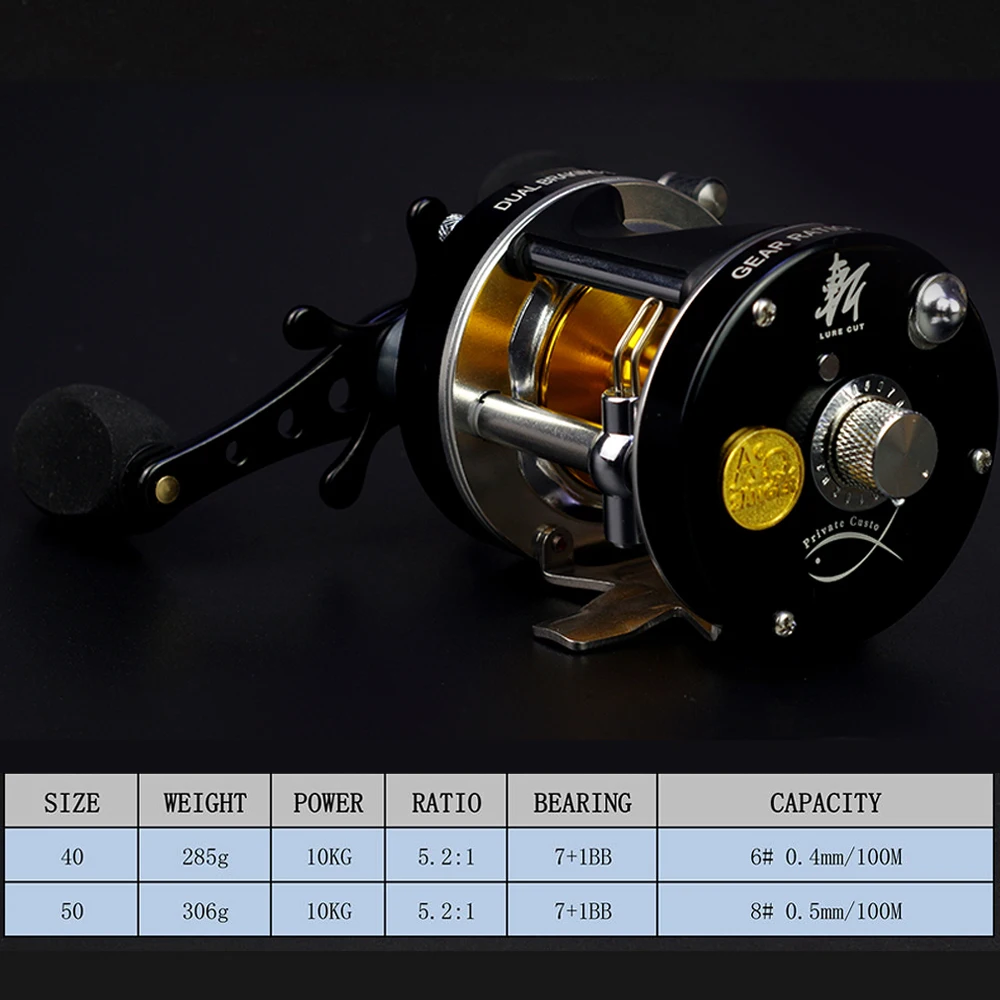 Carrete de pesca de curricán con freno centrífugo 5,2: 1, con sonido, clic giratorio, cebo de Metal, fundición, Jigging, barco, tambor, rueda de mar, agua salada - imagen 3