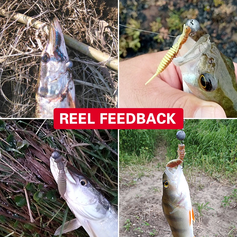 MEREDITH-SEÑUELOS blandos para pesca, cebo de Larva realista, 1,7g, 62mm, gusano, trucha, Jigging, 8 unids/lote - imagen 5