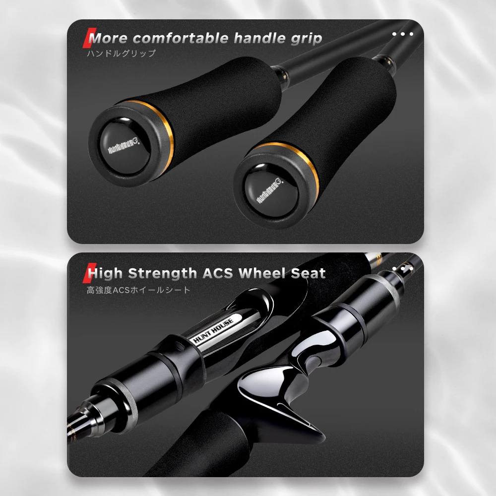 Hunthouse-caña de pescar de fundición/Spinning UL/M/ML/MH, 2 secciones, alimentador de fibra de carbono, baitcasting - imagen 5