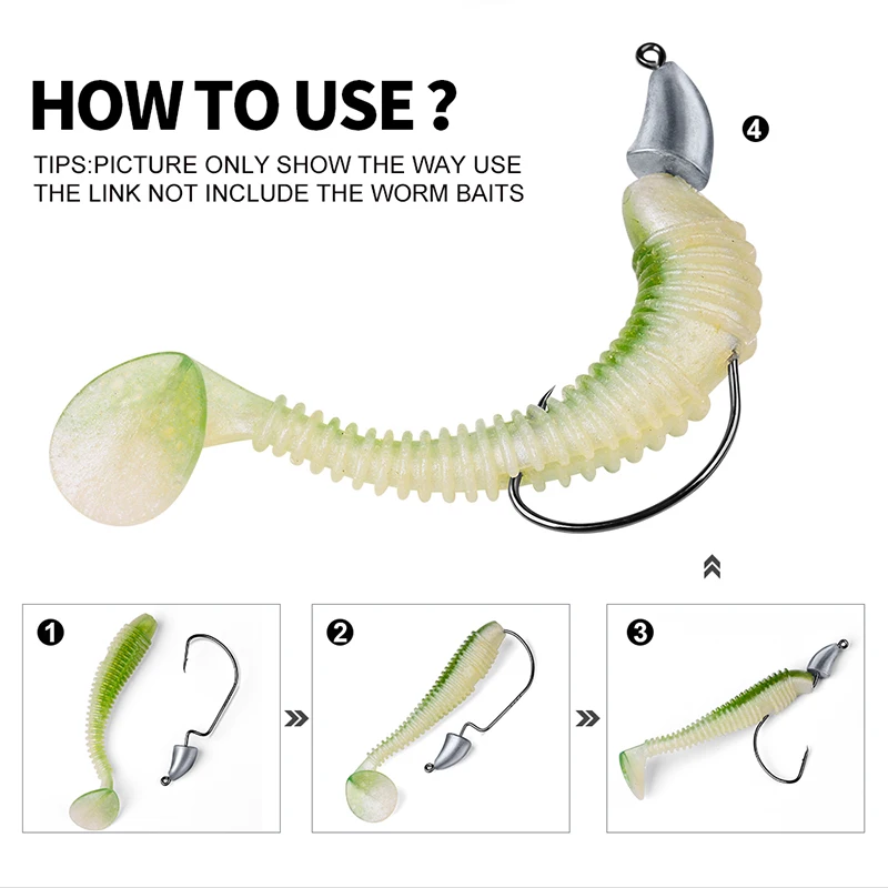 PROBEROS-anzuelos de pesca de acero, 5 unidades, 1,75g, 2,5g, 3,5g, señuelo de gusano suave, aparejos de pesca de carpa - imagen 5