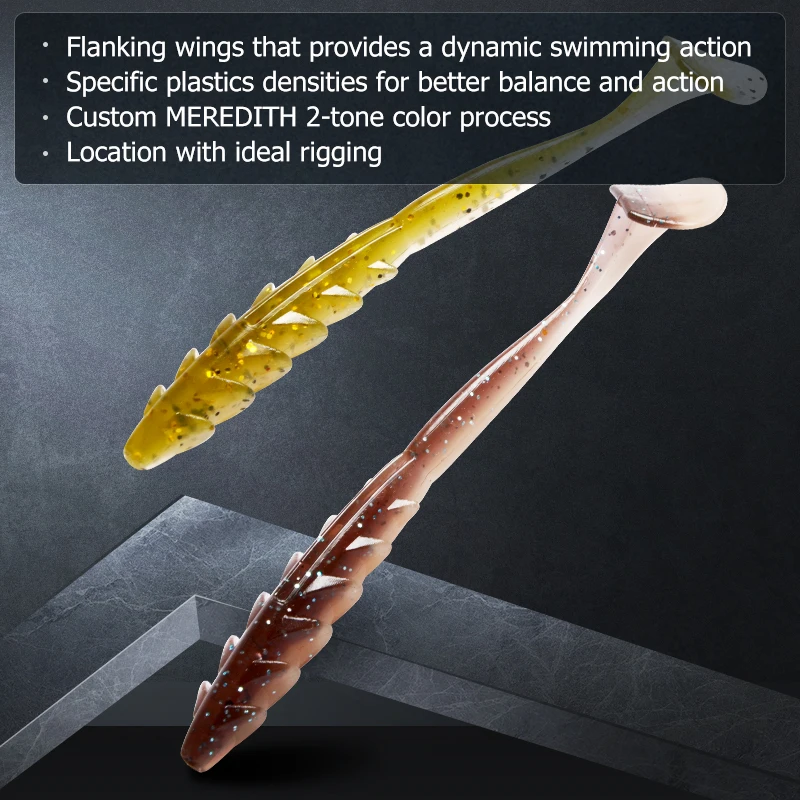 Meredith-señuelo de silicona suave Crazy Shiner II, 65mm, 1,54g, con cola en T, swimbait, cebo artificial, sábalo, 20 piezas - imagen 4