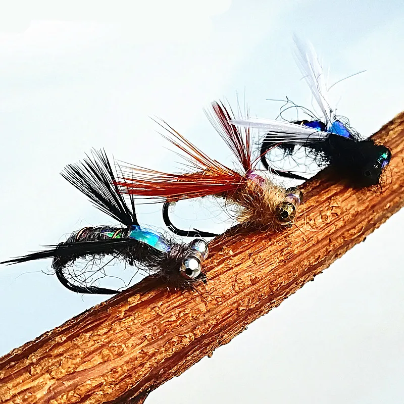 KKWEZVA-señuelo de pesca con mosca para trucha, moscas húmedas, anzuelo de ninfas, Color Natural, Señuelos de Pesca en hielo, cebo de insectos artificiales, 15 unidades - imagen 4