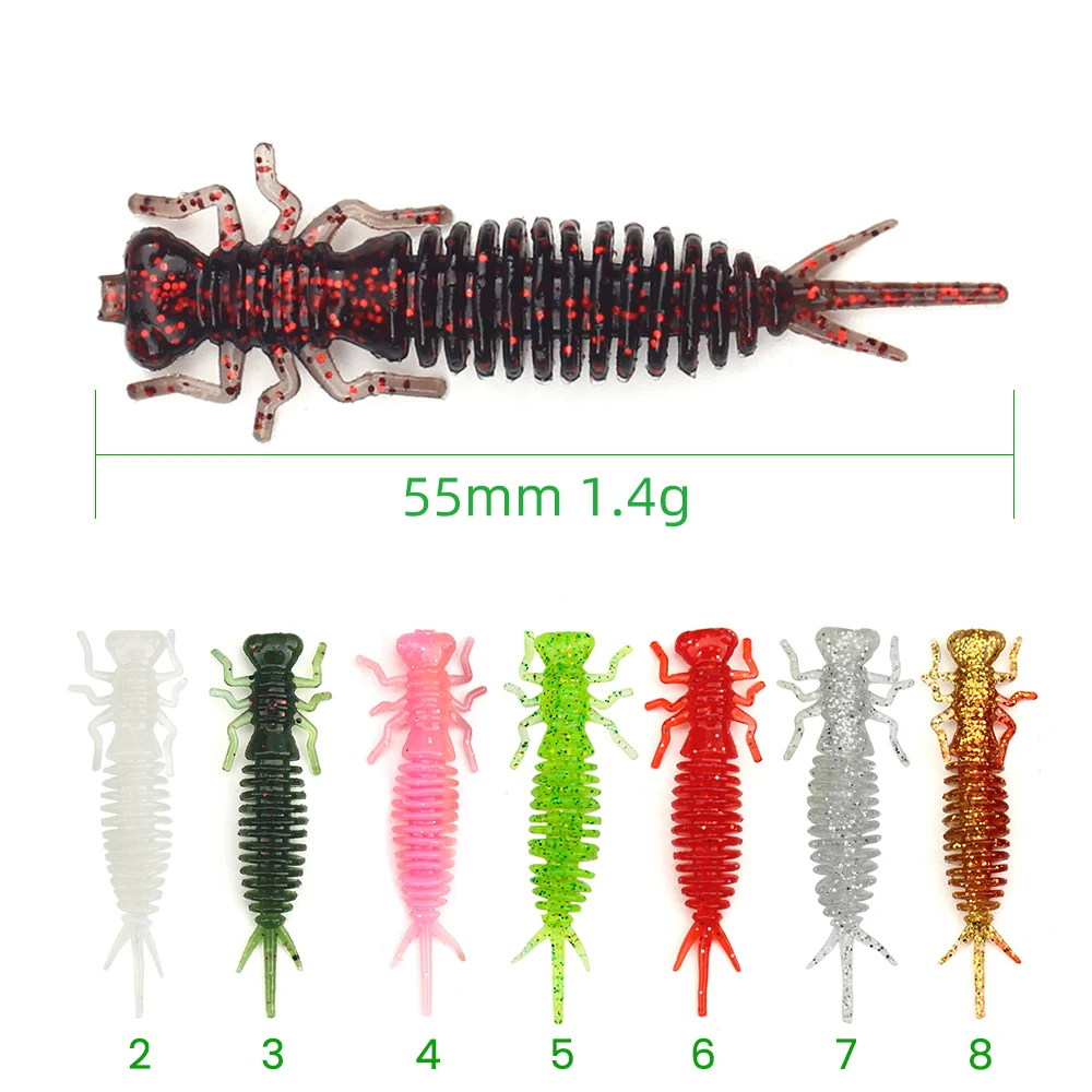 DNDYUJU Larva 10 unids/lote 55mm y 1,4g de libélula de pesca gusano señuelos señuelo de Jigging pesca cebos artificiales aborda señuelos - imagen 4