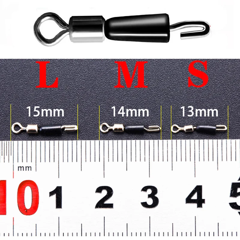 Gancho de pesca giratorio de rodamiento, conector rápido de anillos sólidos, línea de pesca de eslabones rápidos, accesorios de pesca de carpa, 20 unids/lote - imagen 2