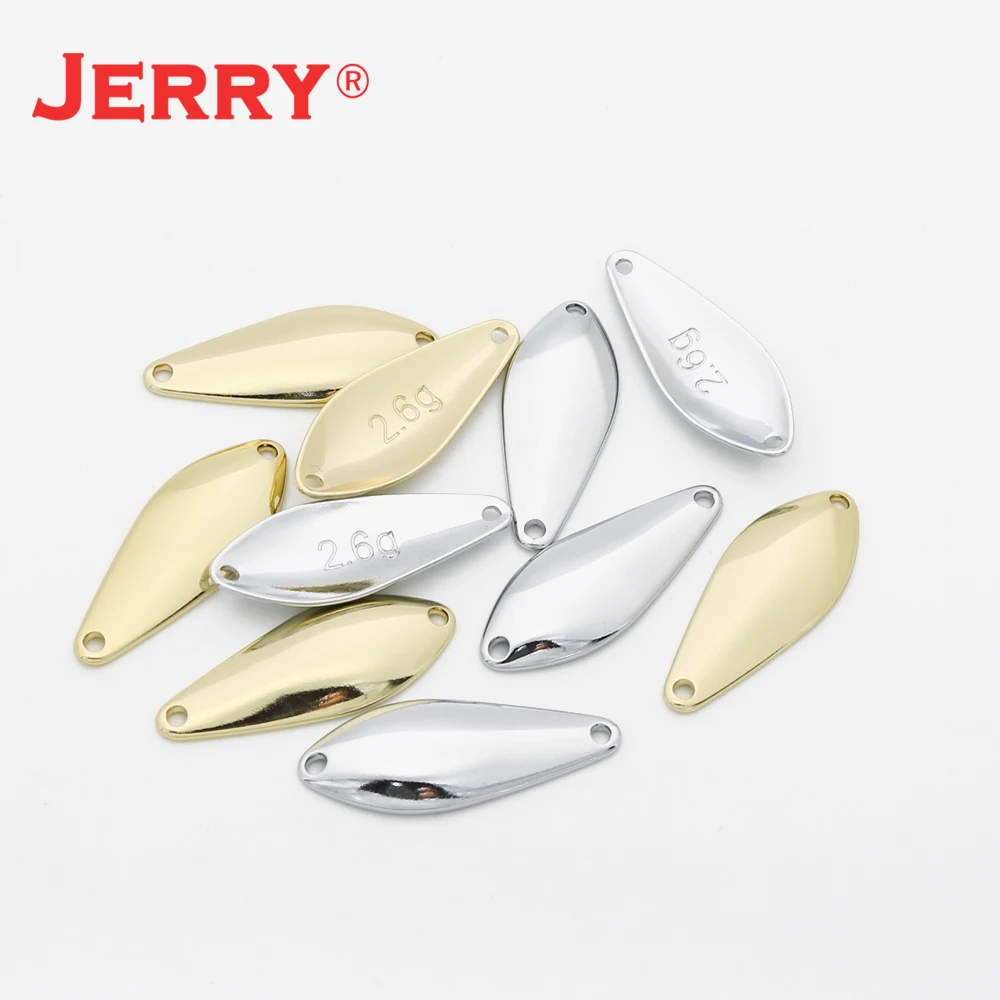 Jerry 2,2g YANN 50 Uds. Señuelo de pesca sin pintar, espacios en blanco, señuelo cuchara de Metal, perca de trucha de latón, aparejos de fundición Wobbler Artificial