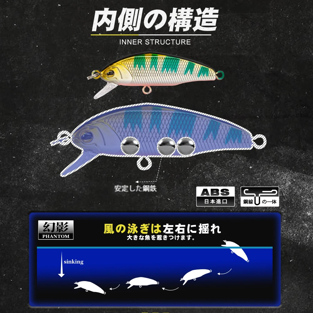 Señuelo de pesca Minnow D1, 3 uds., 44mm/4g, 55mm/5g, buceo que se hunde, SMITH D-INCITE, cebo duro para trucha, lubina, Wobblers artificiales, aparejos de Lucio - imagen 3