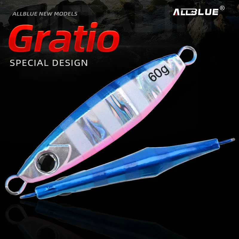 ALLBLUE Gratio plantilla de Metal cuchara de Jigging de agua salada 60g cebo Artificial fuera de la costa fregadero rápido señuelo de pesca aparejos de pesca súper duros - imagen 2