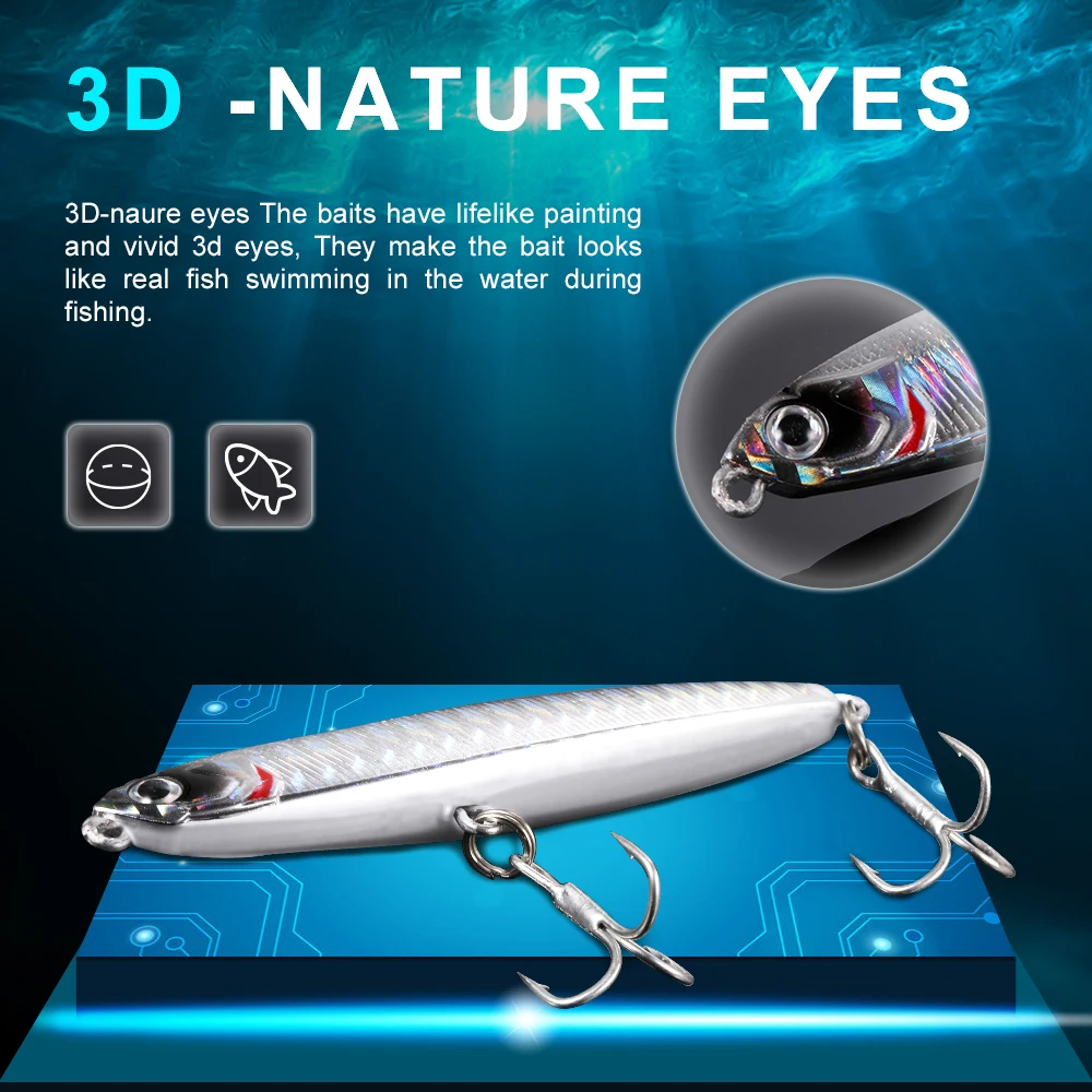Lápiz de hundimiento Stickbait, señuelo de pesca de lucio, Minnow Spinner, señuelos duros, cebo de arrastre, Wobblers, anzuelo triple, accesorios de aparejos de pesca - imagen 3