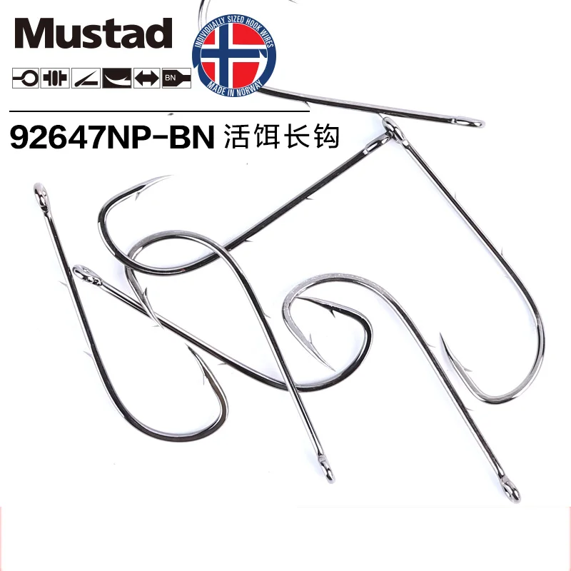 Anzuelos de Pesca Mustad originales 92647, cebo vivo, anzuelos de Pesca con doble respaldo, anzuelos de púas de gusano, accesorios para Pesca - imagen 4