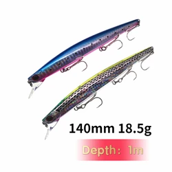 SWOLFY Jerkbait Wobblers 140mm 18,5g de profundidad 1m cebo duro Minnow Stick lápiz Señuelos de pesca sistema de transferencia de peso fundición larga