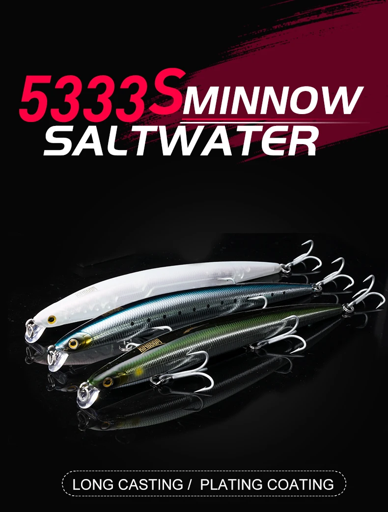 Experimente la mejor aventura de pesca con el señuelo de agua salada 5333S Minnow
