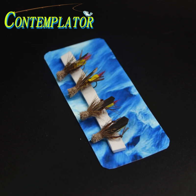 Hopper con cabeza de pelo de ciervo hilado y patas anudadas, Señuelos de pesca con mosca, imitación de especies de adultos, 3 piezas, 10 #