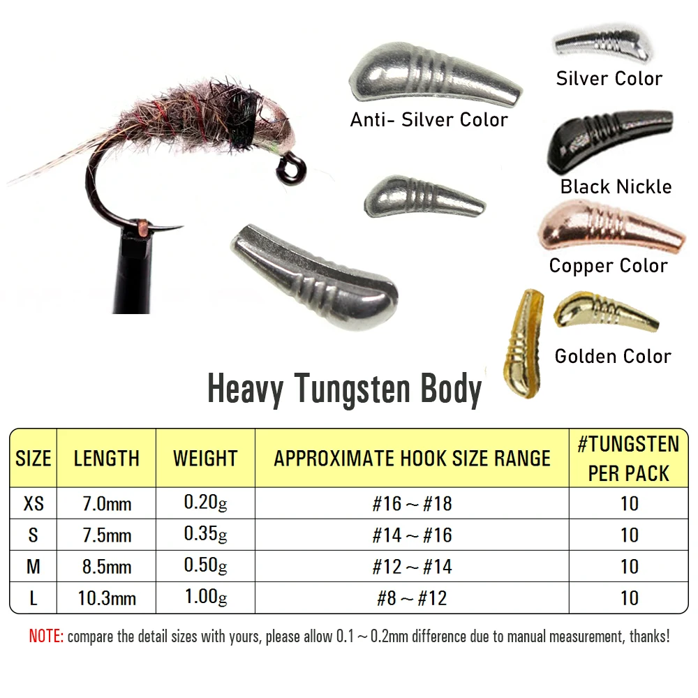 WIFREO, 12 Uds., esperanzas de pesca con mosca, plantilla de cuerpo pesado, cuentas traseras acanaladas, Scud/gamba/cuerpos de ninfa, Material de gancho para atar moscas - imagen 2