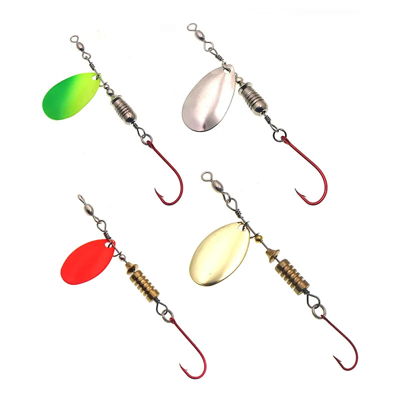 4 Uds señuelo de pesca Spinnerbait Señuelos de pesca de Metal con anzuelos individuales rojos señuelo de Jigging cebos de señuelo de pesca de trucha 5g 7g