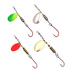 Señuelos Spinnerbait metal con anzuelos rojos para jigging y trucha