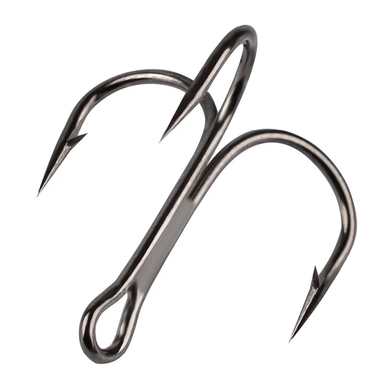 20 unids/lote anzuelo de pesca 2/4/6/8/10/12 #   Herramienta de anzuelos triples negros de acero rico en carbono, gancho curvo redondo para accesorios de aparejos de carpa bajo - imagen 2