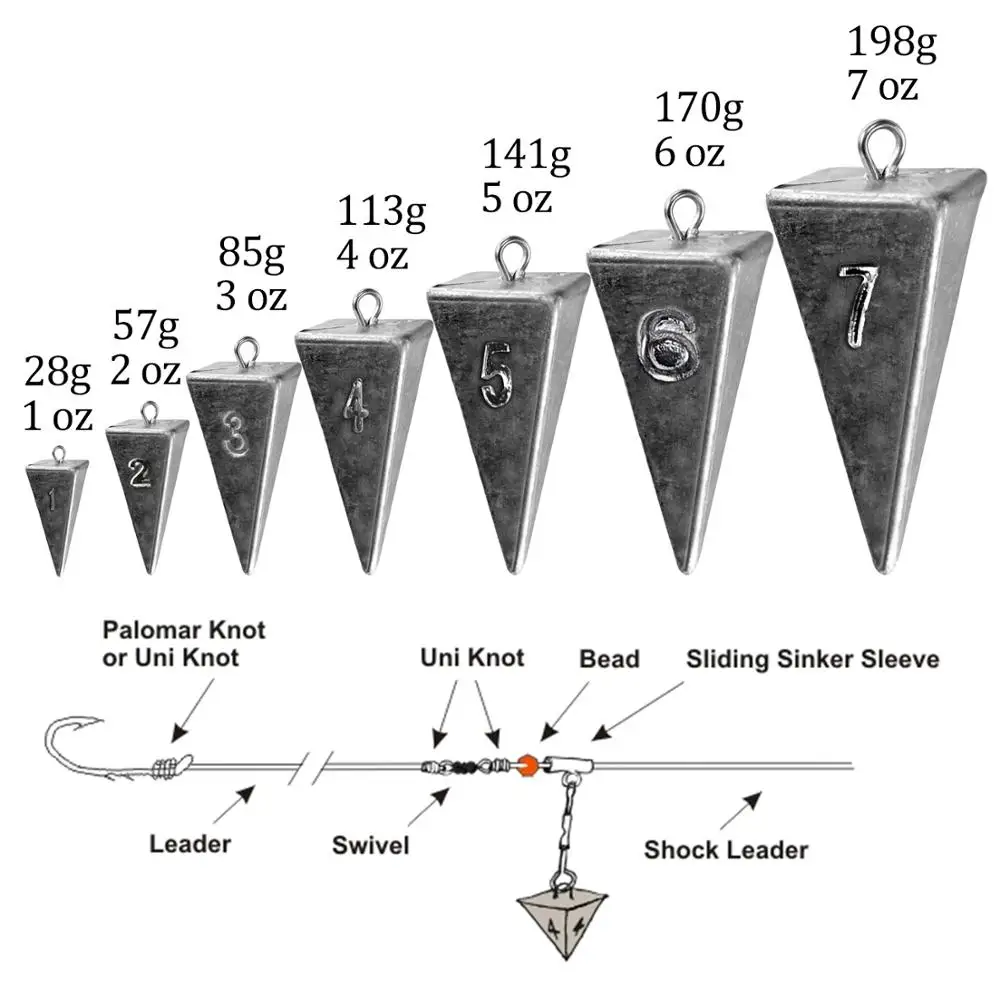 5 uds pesas de plomo piramidal 1oz 2oz 3oz 4oz plomo de pesca peso agua salada agua dulce Dropshot accesorios de aparejos de pesca - imagen 4