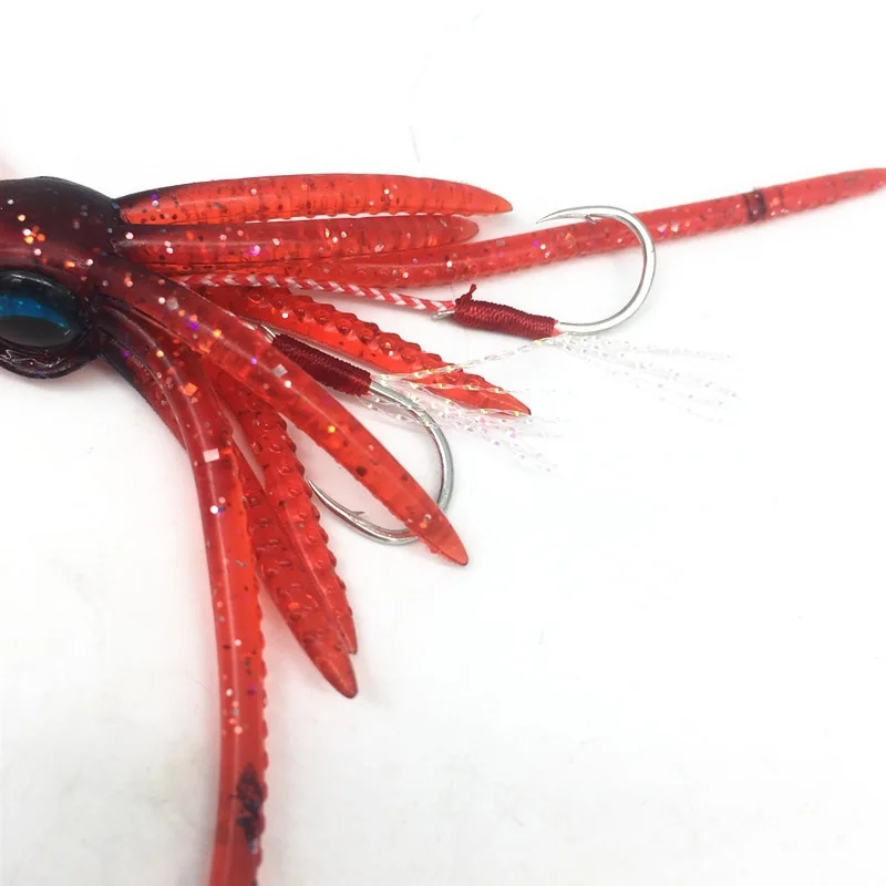 FLYSAND-falda de calamar de pulpo luminoso, cebo Wobbler de pesca marina, plantilla de calamar, señuelo de atún, anzuelo de cabeza de 130mm, señuelo suave de pesca - imagen 4