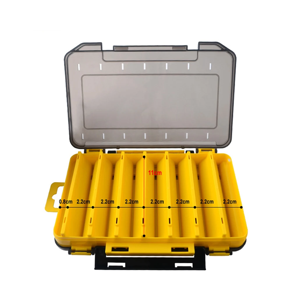 Caja de aparejos de pesca de doble cara, 12 y 14 compartimentos, caja de almacenamiento de anzuelos de pesca, estuche de almacenamiento grande de plástico X269G - imagen 5