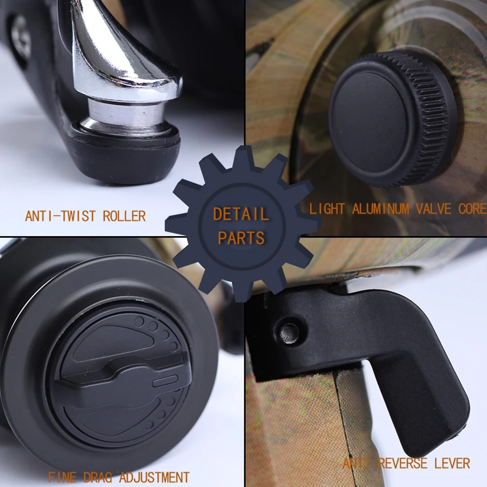 W.P.E-carrete de pesca de alta velocidad, serie CAMOU SPINN 2000, 3000, 4000, 5000, 9 + 1 rodamientos de bolas, aparejos de pesca de carpa - imagen 4