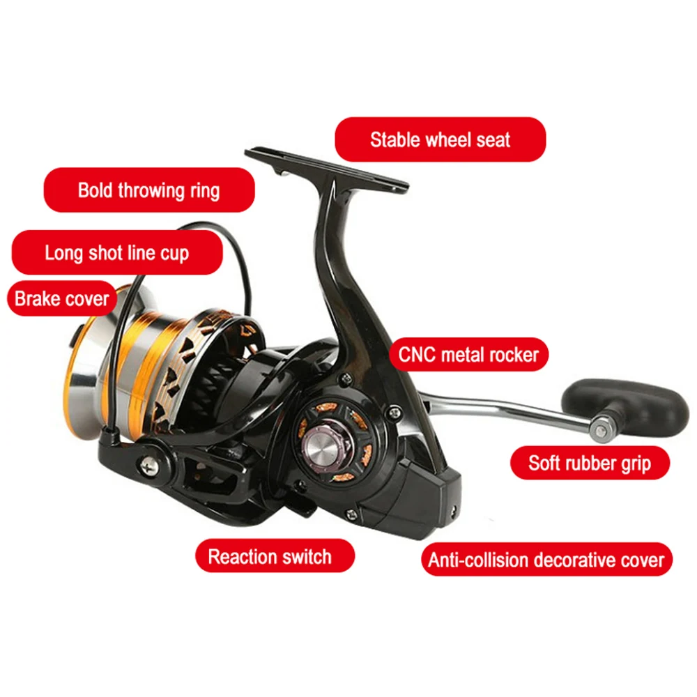 Carrete giratorio de Metal para pesca, rodamientos de bolas de 13 rueda ajustable, de alta velocidad, 4,0: 1 DH900-1200 X397G - imagen 4