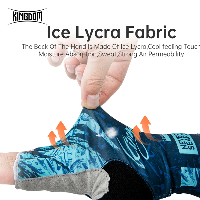 Kingdom Ice Lycra tela antideslizante guantes de pesca deportes al aire libre transpirable ciclismo bicicleta Camping senderismo guante sin dedos - imagen 5