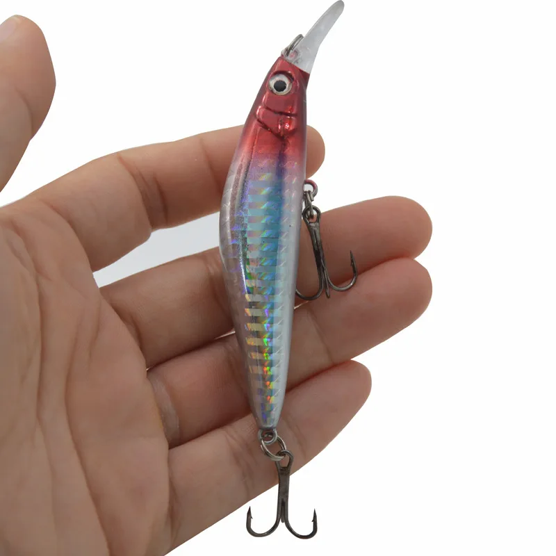 Señuelo de pesca que se hunde, cebo duro de pececillo, 12g/9,5 cm, señuelos artificiales, lubina, agua de mar, anzuelo triple de agua dulce, lote de 5 piezas en oferta - imagen 4