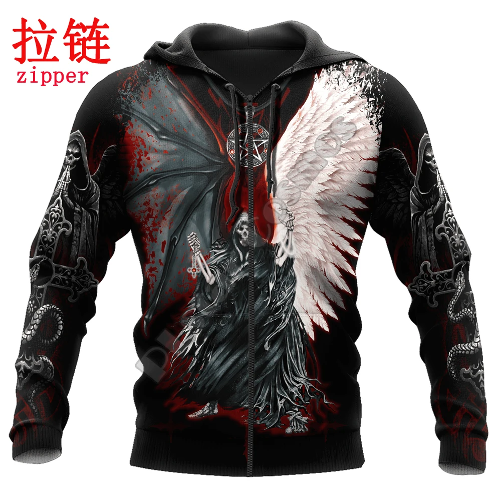 Sudadera pesca Wings King Skull Tattoo – Cremallera completa - imagen 5