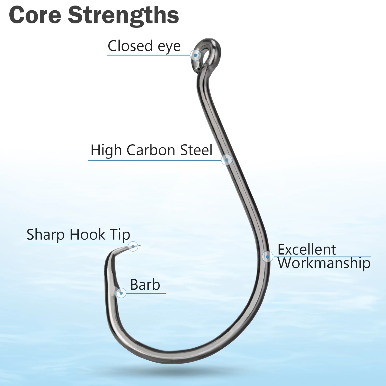 THKFISH 20 piezas anzuelos de pesca de pulpo anzuelos circulares fuertes de acero rico en carbono para anzuelos de púas de bagre 1/0 3/0 4/0 5/0 6/0 - imagen 4