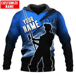 Sudadera con capucha y sudadera con estampado 3D de pesca de trucha y monstruo con nombre personalizado para hombre, sudaderas con capucha con cremallera Unisex, ropa de calle informal KJ804