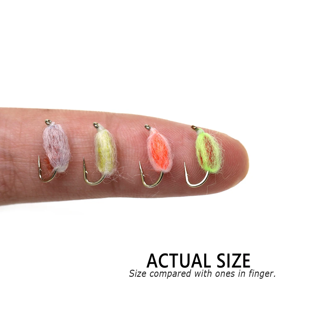 Bimoo-señuelos de pesca de trucha, salmón, huevo, mosca, ninfas, Bug, mosca húmeda, huevos ovalados, cabeza de acero, señuelos de pesca con mosca, señuelos UV, naranja, rojo, #14, 6 piezas - imagen 4